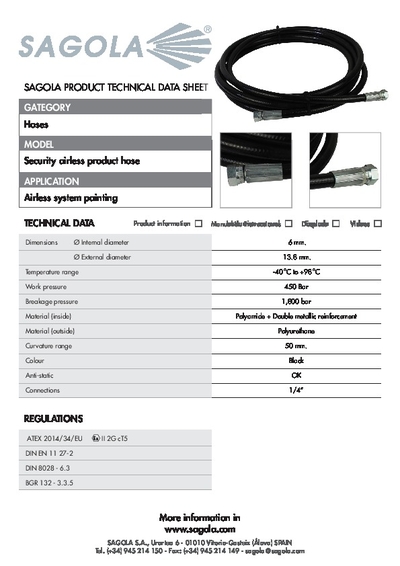 Technical data sheet Security Airless hose